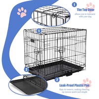 Niches et Cages Pliables Modernes en Métal pour Chiens avec Plateau en Plastique – Durables, Écologiques, Motif Animalier, Emballage en Boîte