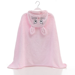 Anjo Azul asiático Bordado Poncho 100% Poliéster Padrão Sólido Com Capuz Cobertor Presente Set para Venda - Product Image 4
