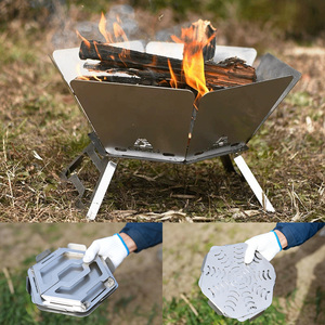 Brasero pliable en acier inoxydable 430, barbecue <span class=keywords><strong>portable</strong></span> léger, brûleur à bois pour <span class=keywords><strong>camping</strong></span>, jardin, barbecue - Product Image 1