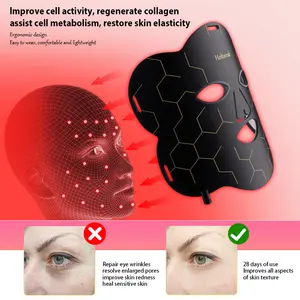 Máscara facial LED roja infrarroja para el hogar, máscara facial para el cuidado de la piel, máscara facial de tratamiento LED de silicona suave