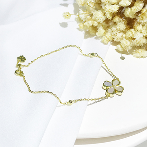 Pulsera de trébol de amor chapado en oro para mujer, conjunto de joyería fina de Plata de Ley 925, exquisita pulsera artesanal, collar, novedad - Product Image 2