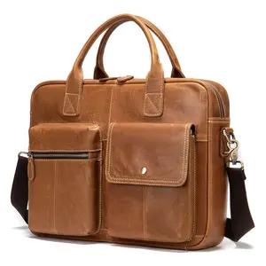 ऑनलाइन बिक्री कस्टम लोगो Mens चमड़े हैंडबैग असली लेदर कंप्यूटर बैग लैपटॉप व्यापार अटैची दूत बैग पुरुषों के लिए