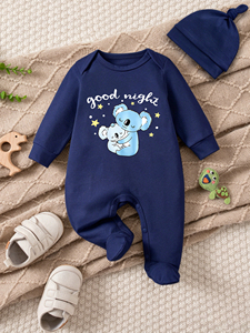 Pijama Enterizo de Manga Larga para Bebé con Estampado de Koala, Body para Recién Nacido y Conjunto de Gorro para Bebés Niñas - Product Image 1