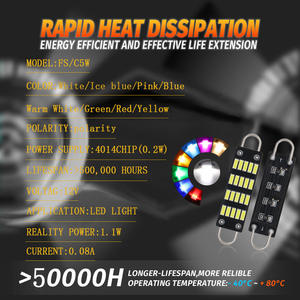 ไฟอ่านหนังสือแบบวงแหวนคู่ LED 4014 20SMD ขนาด 44 มม. พร้อมตะขอคู่สำหรับรถยนต์ ชุดติดตั้งใหม่สำหรับตกแต่งภายในรถยนต์ อุปกรณ์เสริมไฟบนหลังคารถยนต์ - Product Image 2