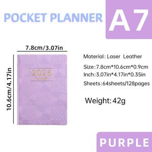 สมุดวางแผนพกพาขนาดเล็ก รุ่น 2026 A7 ลายเลเซอร์ สีสันสดใส ประกายดาว ปกหนัง - Product Image 5