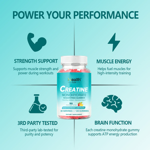 Private Label <b>Creatine</b> <b>Monohydrate</b> Gummies Lemon Flavor 5g Muscle Strength Pre Post Workout Non-GMO Vegan Sugar Free Sport OEM - Product Image 4