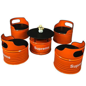 Sofá de Barril de Petróleo Estilo Industrial Popular en Internet, Mesa y Silla de Hierro Forjado para <span class=keywords><strong>Bar</strong></span>, Cafeterí<span class=keywords><strong>a</strong></span>, Tienda de Té con Leche, Oficina, Área de Descanso - Product Image 4