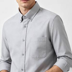 Camicia da <span class=keywords><strong>Uomo</strong></span> <span class=keywords><strong>Bianca</strong></span> 100% Cotone Formale con Bottoni Tinta Unita Lunga Personalizzata di Alta Qualità Camicie Oxford per <span class=keywords><strong>Uomo</strong></span> - Product Image 1