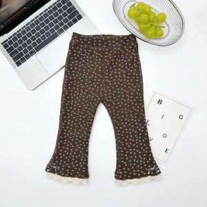 Pantalones de Punto con Estampado Floral <span class=keywords><strong>para</strong></span> Niñas, con Cordón de Perlas, Lazo en el Dobladillo, Forro Polar, Elásticos y Suaves <span class=keywords><strong>para</strong></span> Otoño e Invierno - Product Image 3