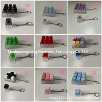 Porte-clés gadget anti-stress en plastique, ensemble de 9 touches avec testeurs de touches lumineuses et non lumineuses, motif 9 grilles