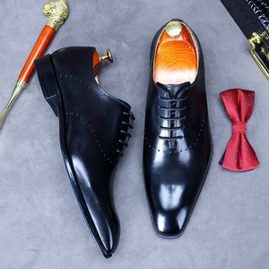 Chaussures pour hommes en cuir véritable authentique de luxe, cousues Goodyear, antidérapantes, imperméables, pour l'automne, décontractées, mariage, affaires, formelles - Product Image 3