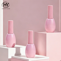 Botol Kaca Kosong Bulat Pipih Pink 10ml dengan Tutup Sekrup dan Kuas, Sampel Gratis Produk Terlaris untuk Botol Cat Kuku
