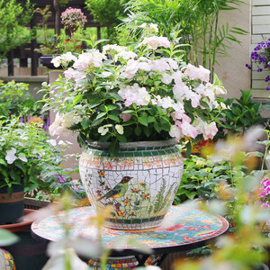 Rose Town Handmade Flower <b>Pot</b> With Floral Design <b>For</b> Garden Decor - Product Image 2