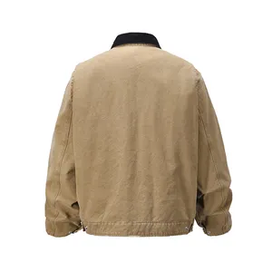 Bomber invernale Vintage High Street con colletto ribaltato 100% giacca da lavoro con cerniera in tela larga in cotone