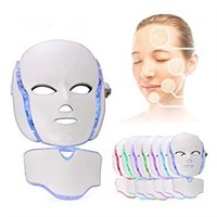 Mascarilla Facial y para Cuello con 7 Longitudes de Onda, Dispositivo de Cuidado de la Piel en Casa para Control de Grasa, Eliminación de Manchas, Estimulación de Colágeno y Tratamiento del Acné