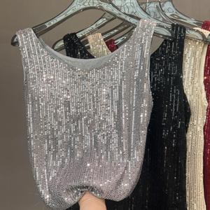 Women's Sequin Tank <strong>Top</strong> Sexy Sleeveless Shiny Party Camisole Sparkly Clubwear Vest <strong>Glitter</strong> <strong>Ladies</strong> <strong>Top</strong> - Product Image 1