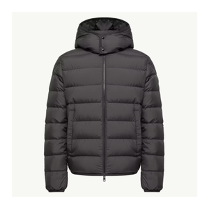 Men's Black Long Puffer Jacket Hood Zipper Closure Reflective Waterproof Windproof Casual Summer Coat Regular Fit Solid Satin - Product Image 4