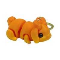 Porte-clés lapin à oreilles tombantes mignon en PLA imprimé en 3D, petit pendentif avec articulations mobiles, design réaliste, plusieurs teintes macaron