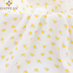 HAPPEAK quantité minimale de commande bas <span class=keywords><strong>Double</strong></span> <span class=keywords><strong>gaze</strong></span> mousseline tissu <span class=keywords><strong>coeur</strong></span> imprimé coton crêpe <span class=keywords><strong>gaze</strong></span> tissus Textile pour serviettes - Product Image 1