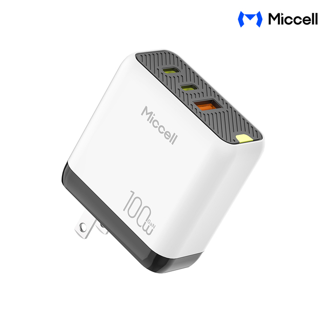 Miccell Wholesale 100W GaN Charger USB C Wall Charger with 2 USB C 1 USB a PD 3.0 QC 3.0 Type C Adapter for iPhone Smart Phone
