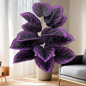 Plantes décoratives artificielles, feuilles <span class=keywords><strong>de</strong></span> taro violettes, arbre en plastique, verdure pour la <span class=keywords><strong>maison</strong></span>, le salon, le <span class=keywords><strong>jardin</strong></span> extérieur, décoration <span class=keywords><strong>de</strong></span> sol - Product Image 1