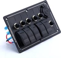 5 Gang Aluminium LED Rocker CIG Socket Disjoncteur Panneau de commutation étanche pour Marine/Bateau/RV Piston Partie AM62-PN-LB5Z/S