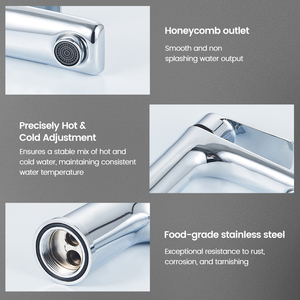 SANIVITAL Enkelgreeps RVS Badkamerkraan Eén-gats Mengkraan Deck Mount Wasbakkraan voor Keuken Gebruik - Product Image 3