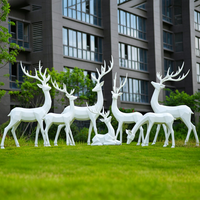 Sculpture de cerf grandeur nature en fibre de verre Quncan, statue d'élanch en résine pour la décoration extérieure des parcs, des places publiques et des paysages commerciaux