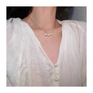 Elegante Collar de Perlas de Agua Dulce Barrocas con Baño de Oro de 14K, Estilo Simple, Exquisita Cadena para Clavícula - Product Image 3