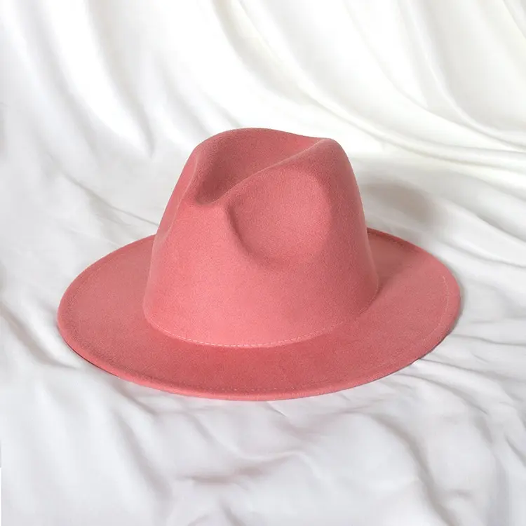 Y013 chapéus femininos de aba grande em material 420g de melhor qualidade, chapéus fedora 30 cores escolhidas, cor sólida