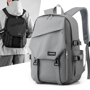 Large-Capacity <b>Backpack</b> for <b>College</b> Students Men's Simple Versatile Design with Portable Polyester Lining - Product Image 1