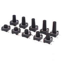 Bouton poussoir tactile SMT SMD 6*6mm, 4 broches, hauteur 4.5/5/5.5/6.5/7/12mm, 12V 50mA, en acier inoxydable, 1NO, pour appareils électroménagers