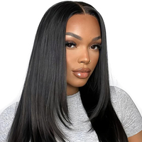 Perruques 13x4 en cheveux humains indiens lisses, sans colle, avec dentelle frontale transparente Full HD, cheveux Remy ultra-lisses, perruque en dentelle HD