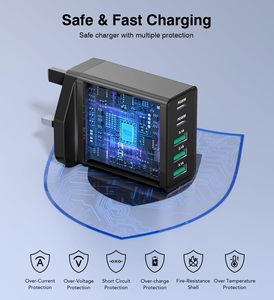 Bloc <span class=keywords><strong>chargeur</strong></span> USB C HYTO 60W, <span class=keywords><strong>chargeur</strong></span> rapide USB C 5 ports, adaptateur secteur PD20W pour <span class=keywords><strong>iPhone</strong></span> 17 - Product Image 4