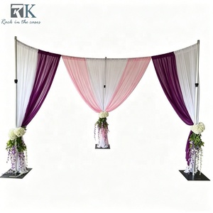 Wedding Pipe and Drape <b>Kit</b> Aluminum Pipe and Drape Frame with White Drapery Telescopic Backdrop Stand <b>Kit</b> for Sale - Product Image 1