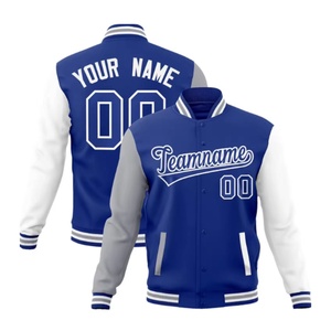 เสื้อแจ็คเก็ตเบสบอลแบบ Letterman  แบบยูนิเซ็กซ์ ราคาประหยัด  ผ้าคอตตอนผสม  ทรงวินเทอร์  ทันสมัย  ตกแต่งด้วยการเย็บแบบลำลอง - Product Image 2