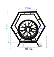 Étagère à roues hexagonale, étagère de rangement pour roues, étagère pour jantes / étagère de rangement pour jantes, rouge + noir