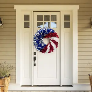 Fournitures de fête du jour de l'indépendance décoration de fête intérieure la porte pendentif étoile rotin cercle pour les décorations de la fête nationale