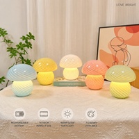 Lampe de table en verre rechargeable en forme de champignon, USB-C, 3 températures de couleur, à intensité variable par toucher, sans fil, pour la décoration de la maison, cadeau