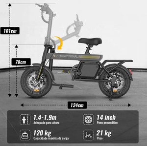 En stock au Brésil, vélo électrique pliable léger de 14 pouces B20, moteur 440W, batterie au lithium 36V 7.8Ah, porte-bagages arrière, vélo électrique fabriqué en Chine - Product Image 2