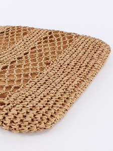 Sac à bandoulière en paille grande capacité pour femme, tendance streetwear décontractée, avec fermeture éclair, idéal pour les voyages, les vacances et la plage - Tanjing - Product Image 4