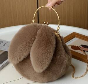 Womens Fluffy <b>Rabbit</b> Crossbody Bag Autumn/Winter New Style Chain Handle Fuzzy Bag Cute Crossbody Ear Flap Zipper Bag - Product Image 3