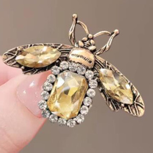 Moda Cristal Vintage Verde Ouro Esmeralda Inseto Animal Broches Lapela Pinos Strass Bee Broche Pin para Mulheres Homens - Product Image 5