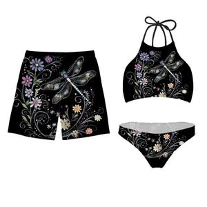 Maillots de bain personnalisés à imprimé tournesol pour couples, vêtements de plage de luxe, bikini à bretelles, vêtements de plage pour femmes, ensemble 3 pièces, maillots de bain de fitness pour hommes - Product Image 4