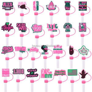 Couverture de paille de la société de sororité vert rose Stanley couvercle de paille 40oz gobelet Alpha <span class=keywords><strong>Kappa</strong></span> tasse couvercle de paille de bouchon de poussière décoratif - Product Image 1