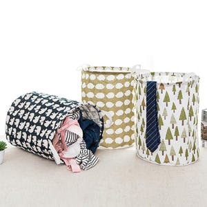 <span class=keywords><strong>Panier</strong></span> à linge de grande taille de style japonais WeaveWin, seau de rangement pliable épaissi pour jouets, collations, vêtements sales, fabriqué en tissu de coton - Product Image 4