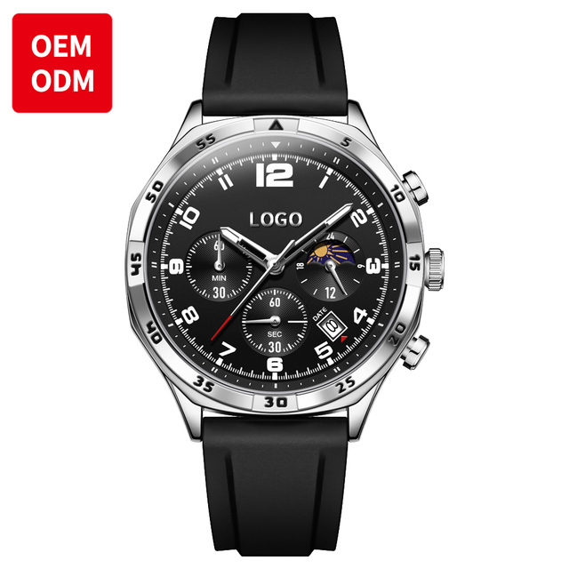 OEM ODM 2986 Fashion Designer Waterproof Men Watch Luxury Rubber Strap Bands Custom logo Moon Phase Luminous Watch for Man