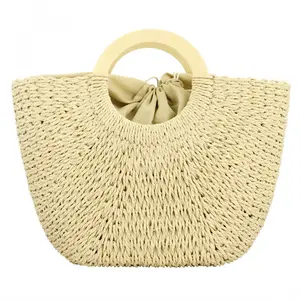 2023 été Style coréen dame sac plage fourre-tout pour femmes vacances boucles d'oreilles pochette tressé femmes bambou sacs