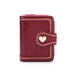 Zenos Heart Buckle Women Short Wallet Embroidery PU Leather Multi Card Slots Foldable Coin <b>Purse</b> - Product Image 5