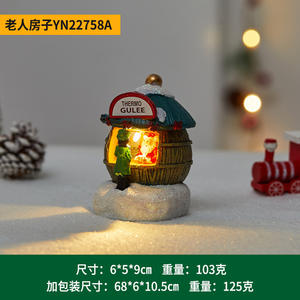 Decoraciones navideñas de resina luminosa, casa pequeña, adornos para tienda de artículos para personas mayores, diseño creativo de escena de luz de casita - Product Image 6